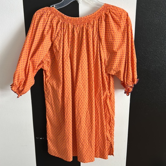 Vintage Pink Chicken Tunic Top, 100% Cotton, Orange & Purple, Size S. - Picture 6 of 9